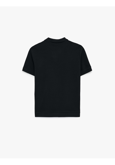 Koton Regular Fit Kısa Kollu Pamuklu Fitilli Polo Yaka Tişört Siyah 6sam10069mk