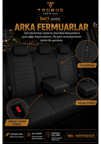 Vw Jetta 2010+ Uyumlu İnci Serisi Siyah Beyaz Oto Koltuk Kılıfı