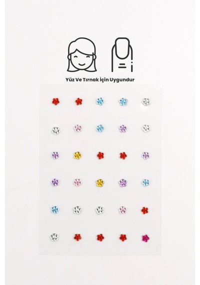 Çok Renkli Çiçek Figürlü Yüz Ve Tırnak Sticker