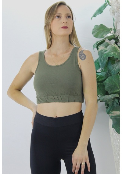 Beli Lastikli Crop Haki - Lks2907.022-9051141152517