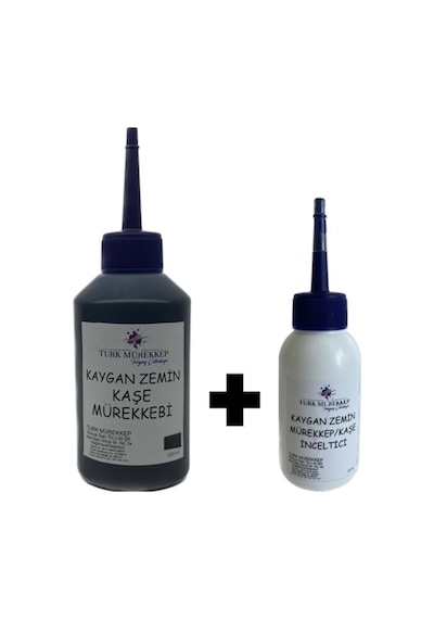 Kaygan Zemin Kaşe Mürekkebi Siyah 100 Ml. Inceltici Ile Birlikte