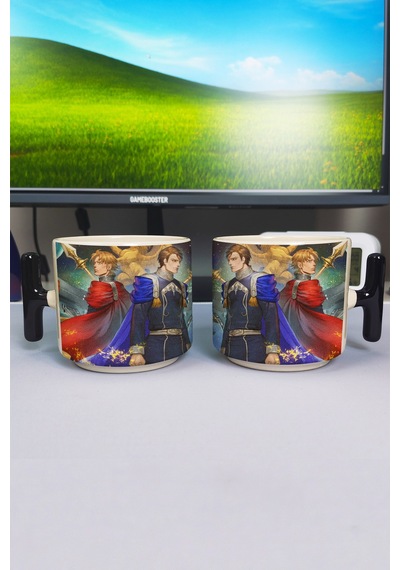 Ginga Eiyuu Densetsu Anime Baskılı Seramik Lüks Kupa 1 Adet T Şeklinde Özel Siyah Kulp Dalga Kulp V3t Çok Renkli