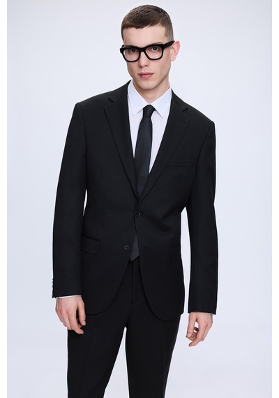 Hatemoğlu Siyah Slim Fit Mono Yaka Casual Takım Elbise