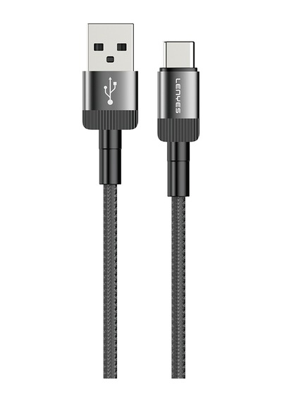 Lenyes Lc546 Usb-a To Type-c Örgü Tasarımlı Hızlı Şarj Özellikli Data Ve Şarj Kablosu 12w 1m Siyah