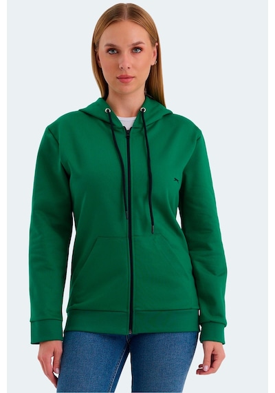 Slazenger Katya Kadın Fermuarlı Kapüşonlu Cepli Nane Sweatshirt Çok Renkli