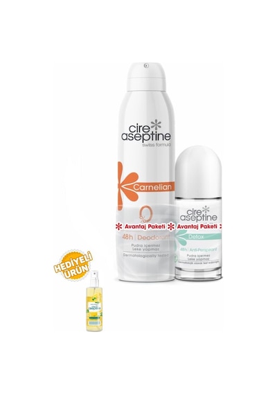 Cire Aseptine Carnelian Deodorant 150ml+ Rollon 60ml Avantaj Paketi