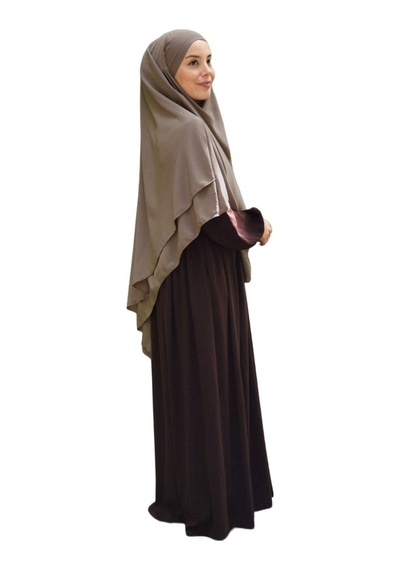 Melodi Scarf Kadın Tesettür Sufle Khimar Peçeli Üç Katlı Şifon Şal Vizon Vizon