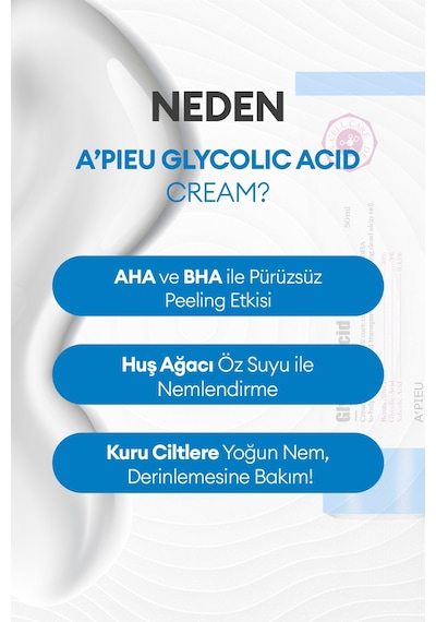 Missha Glikolik Asit İçeren Peeling Etkili Krem APIEU Glycolic Acid Cream 50 ML