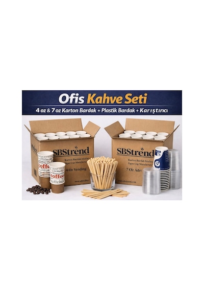 Yeni Hediyeli-üreticiden Koli Set 100 Er Adet ,4oz 7oz Karton Bardak Set,plastik Bardak,karıştırıcı 1