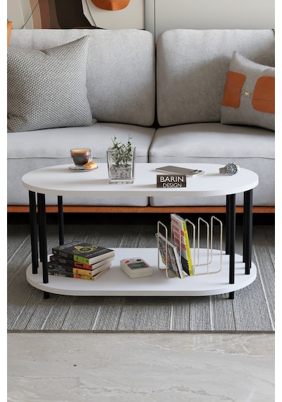 Modern Oval Orta Sehpa Çift Katlı Metal Ayaklı Salon, Ofis, Dekoratif Sehpa, Kahve Sehpası Beyaz Modern Oval Orta Sehpa Çift Katlı Metal Ayaklı Salon, Ofis, Dekoratif Sehpa, Kahve Sehpası Beyaz