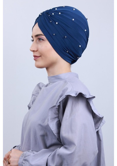 Melodi Scarf Kadın Tesettür İncili Taşlı Vera Dış Bone Mavi Saks Mavisi Melodi Scarf Kadın Tesettür İncili Taşlı Vera Dış Bone Mavi Saks Mavisi