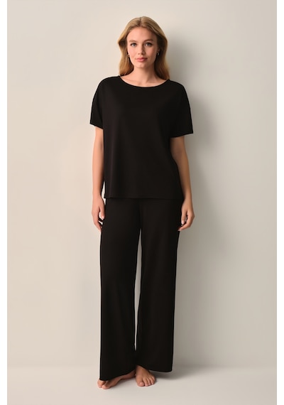 Suwen Mira Modal Pijama Takımı Sh26635660012 Siyah