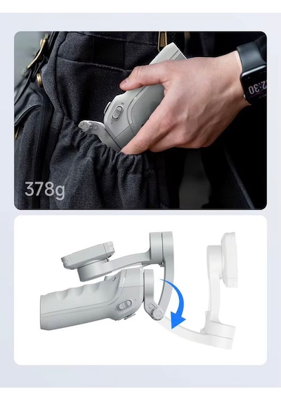 360 Akıllı Yüz Takipli Tripodlu Selfie Gimbal Otomatik Döner Telefon Tutucu, Gri