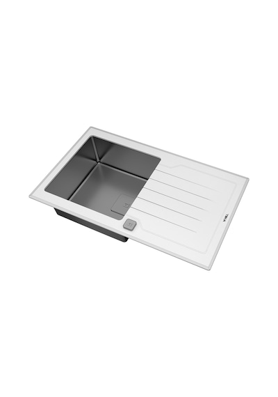 Teka Diamond Rs15 1B 1D 86 (Wst White) Tek Hazne Ve Tek Damlalıklı Cam Eviye - Beyaz - 115100012