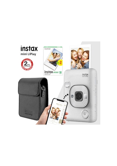 Fujifilm Instax Mini Liplay Hybrid Stone White Fotoğraf Makinesi Çantalı Set 4
