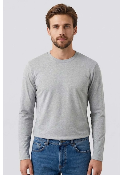 Tommy Life Gri Melanj Standart Fit Basic O Yaka Erkek Sweatshirt - 87997 G1 Melanj