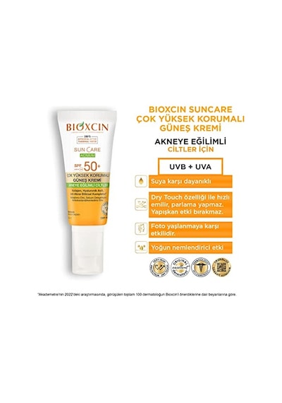Bioxcin Sun Care Akneye Eğilimli Ciltler İçin Güneş Kremi 50 Spf - Akne, Dry Touch, Mat 50 Ml