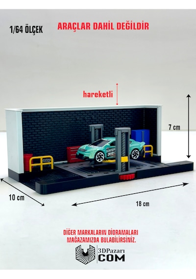 3d Baskı 1/64 Ölçekli Tamirhane Bina Tasarımlı Diorama Araç Sergileme Garajı