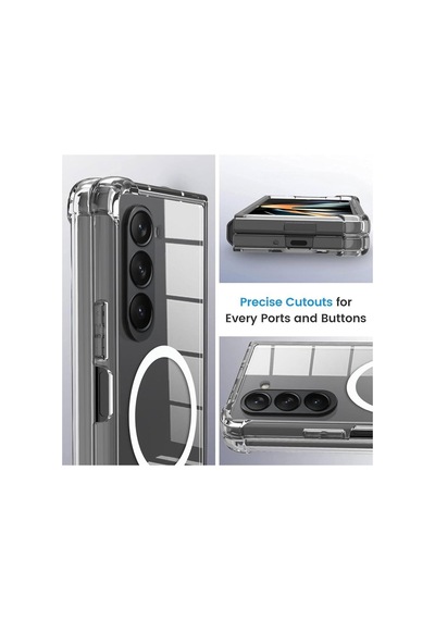 Samsung Galaxy Z Fold 5 Uyumlu Kılıf Clear Şeffaf Magsafe Wireless Şarj Destekli Sararmaz Silikon Resimde Görünen