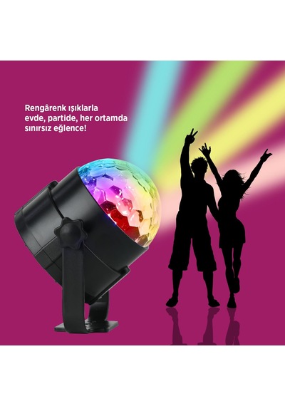 House Pratik Hp89 Şarjlı Sese Duyarlı Parti Topu Siyah Siyah