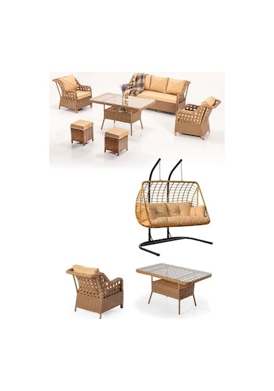 Dora Garden Home Ecem 7 Kişilik Rattan Bahçe Mobilyası Ve 2 Kişilik Rattan Salıncak Seti Kahverengi Siyah Çizgili Dora Garden Home Ecem 7 Kişilik Rattan Bahçe Mobilyası Ve 2 Kişilik Rattan Salıncak Seti Kahverengi Siyah Çizgili