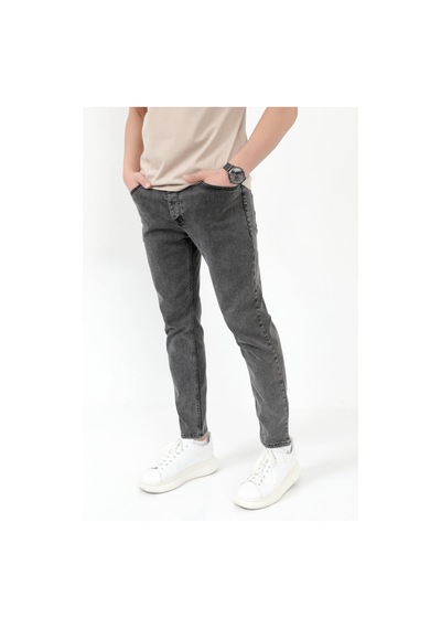 Giysa Erkek Skinny Jean Füme Kar Yıkama Düğme Kapamalı Likralı Kot Pantolon - 5602 Füme