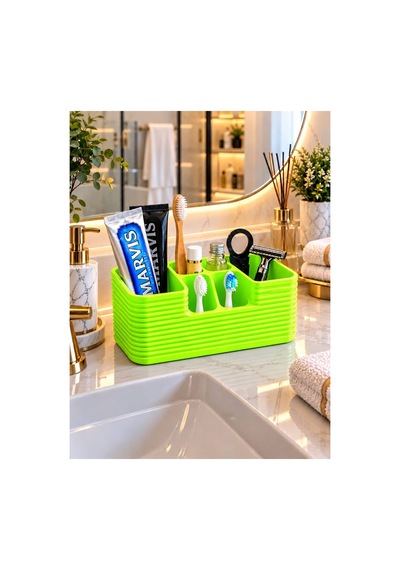 Modern Diş Fırçası Diş Macunu Vb. Çok Amaçlı Organizer 3 D Tasarım Yeşil Yeşil