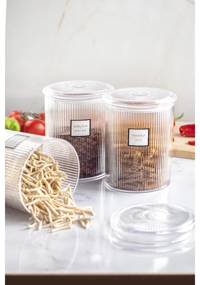 9'lu Barok Yuvarlak Büyük Kavanoz Seti & Saklama Kabı & Erzak Kabı 9 2000 Ml Çok Renkli
