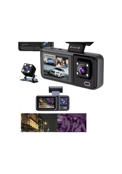 Ekranlı Sürüş Kaydedici Dvr Ön Ve Arka Kameralı 1080p Full Hd 3 Kameralı Araç İçi Kayıt Sistemi
