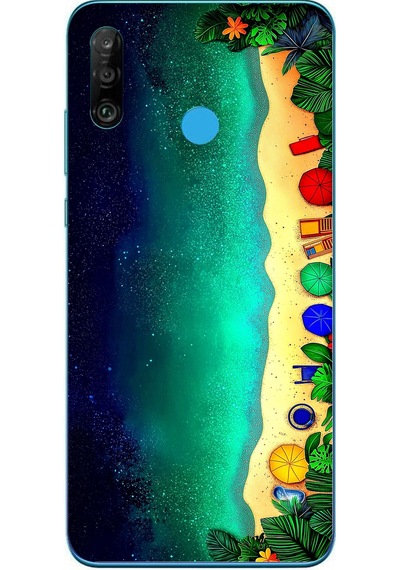 Huawei P30 Lite Uyumlu Tatil Kumsal Gecesi Baskılı Silikon Kılıf Renkli