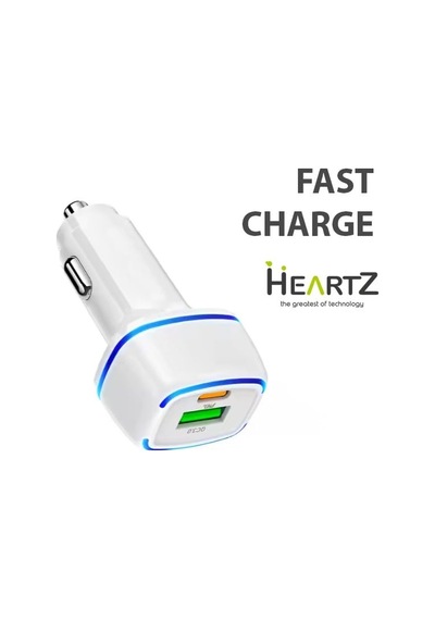 Cr01 Araç Şarj Adaptörü Dual Port Pd Araç Şarjı Yeni Nesil Pd + Standart Usb Ledli A Kalite Araç Şarj Başlık Fast Beyaz