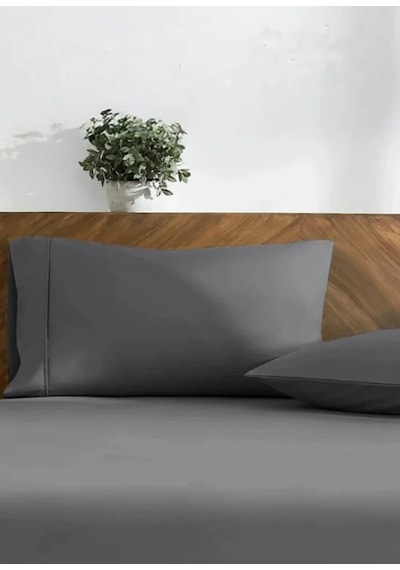 %100 Pamuk 2&apos Li Yastık Kılıfı 50x70 Cm Antrasit Gri 50 x 22