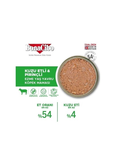 Bonacibo Ezme Kuzu Etli Pirinçli Yavru Köpek Maması 6 x 400 G