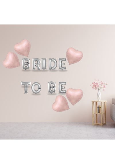 Pembe Folyo Kalp Gümüş Folyo Harfli Bride To Be Süsleme Gümüş - Pembe