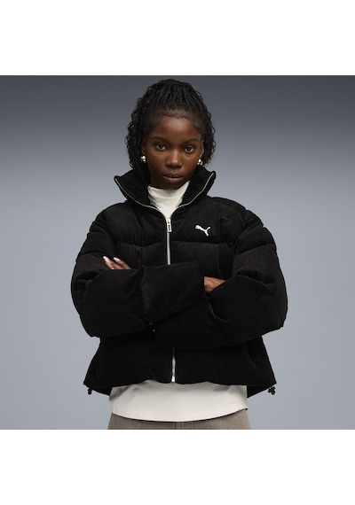 Puma Corduroy Puffer Jacket Kadın Yetişkin Ceket Siyah