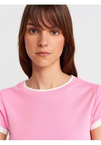 Dilvin 31859 Çift Görünümlü T-shirt-pembe Pembe