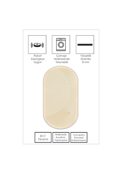 West Home Makinede Yıkanabilir Kaymaz Taban Leke Tutmaz Bej Oval Mutfak Halısı Salon Halısı Ve Yolluk Wh 581 Beige Oval