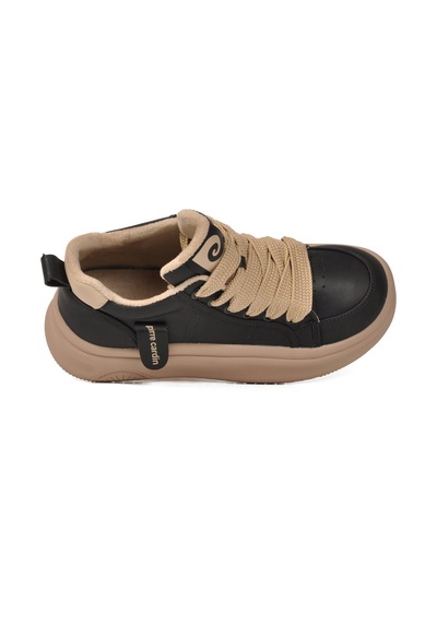 Pierre Cardin Siyah Bilek Boy Kaymaz Taban Kadın Bağcıklı Sneaker 11517 G