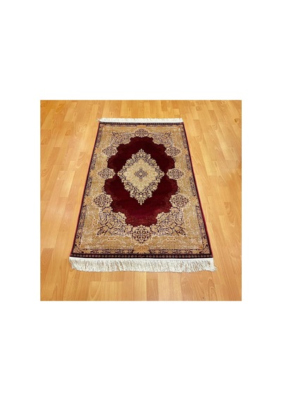 Elmas Motifli 120 X 180 Cm İpek Halı Bordo
