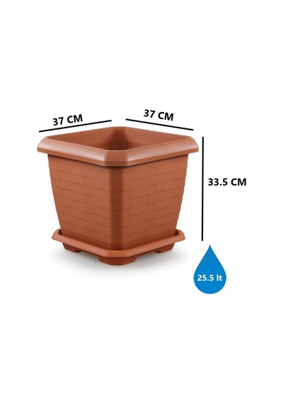 Omnipazar So-hk03 Hisar Kare Tabaklı Saksı 25.5 Litre No 3 Kiremit 108
