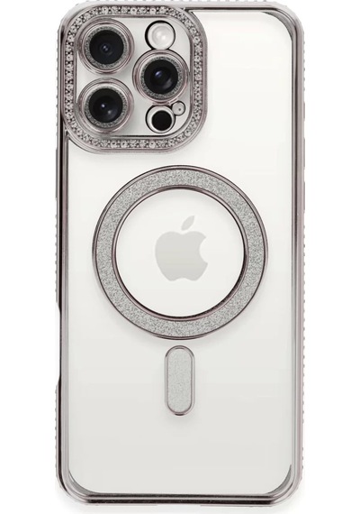 Newface Apple İphone 16 Pro Kılıf Joke Simli Magneticsafe Kılıf - Pembe