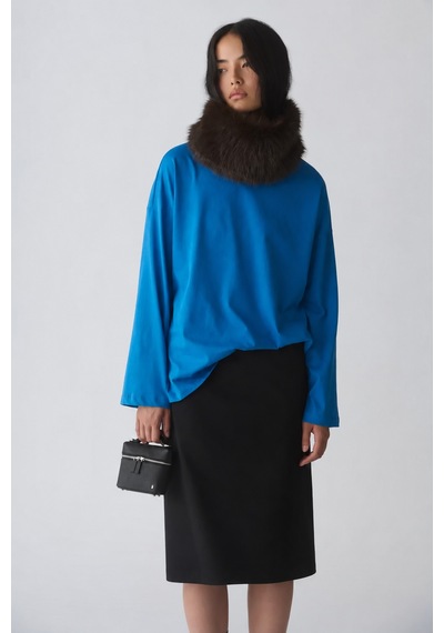 Suud Collection Mavi Uzun Kollu Oversize Tişört