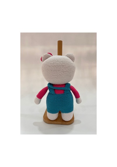El Yapımı Amigurumi Kedi Örgü Oyuncak Bebek Tığ İşi 24 Cm Sevimli Hediye Turkuaz