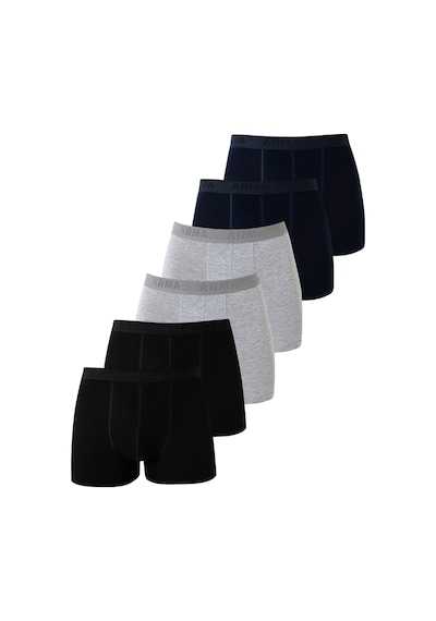 Arma Yıldız 6'lı Paket Erkek Pamuklu Likralı Esnek Kumaş Renkli Boxer Gri - Lacivert - Siyah Arma Yıldız 6'lı Paket Erkek Pamuklu Likralı Esnek Kumaş Renkli Boxer Gri - Lacivert - Siyah