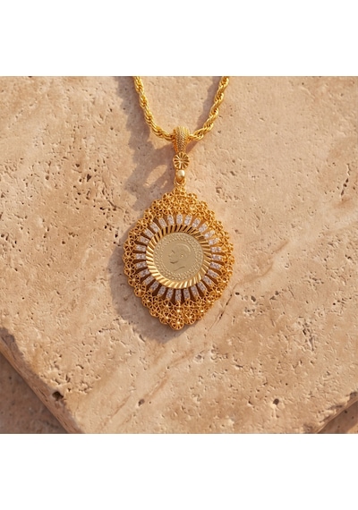 Altın Kaplama Çeyrek Altınlı Kolye 45 Cm Bnd-182