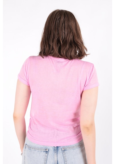 Busem S0016230 Kadın Flamlı İnce T-shirt Şekerpembe