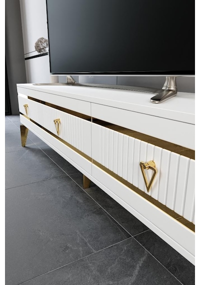 180 CM KORDON MDF MEBRAN KAPAK BEYAZ GOLD
