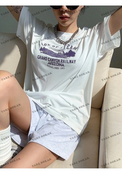 Startmore Ageo Of Steam Baskılı Oversize Kalıp Unisex T-shirt Beyaz