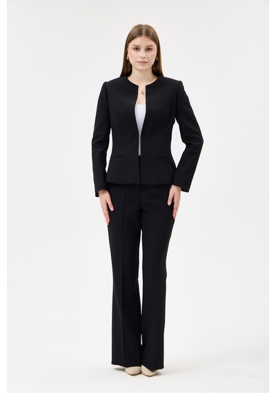 Velnara Moda Siyah Klasik Kadın Takım Elbise-sıfır Yaka Ceket & İspanyol Paça Pantolon Siyah - 927017052 Siyah Velnara Moda Siyah Klasik Kadın Takım Elbise-sıfır Yaka Ceket & İspanyol Paça Pantolon Siyah - 927017052 Siyah