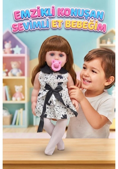 Emzikli Sevimli %100 Et Bebek - 50 Cm Konuşan Gerçekçi Oyun Arkadaşı İnteraktif Eğitici Oyuncak 69552455